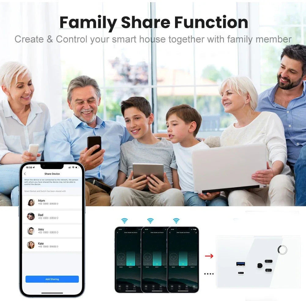 Melery Brasilien WiFi Smart Leben Dual Wand Steckdose Tuya Elektrische Stecker Outlet PC/Glas Touch Panel Alexa Dot Google hause Assistent.