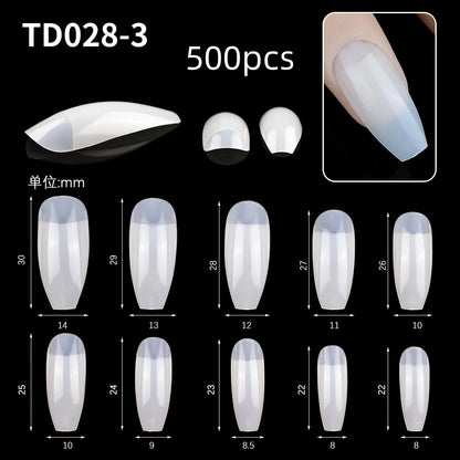 600Pcs Extra Long Hawk Curved Nail Tips Half Cover Eagle Claw Curve False Nails Extension 10 Sizes Bag Packaging for Art Salon *