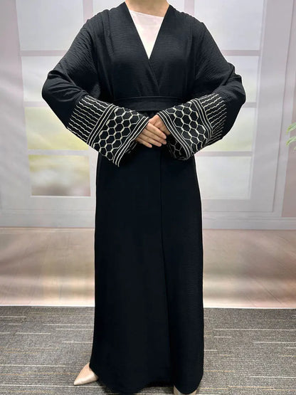 Embroidery Open Modest Kimono Abaya Dubai Luxury Islam Muslim Kaftan Modal Dress Arabic Abayas Women Kebaya Robe Femme Musulmane