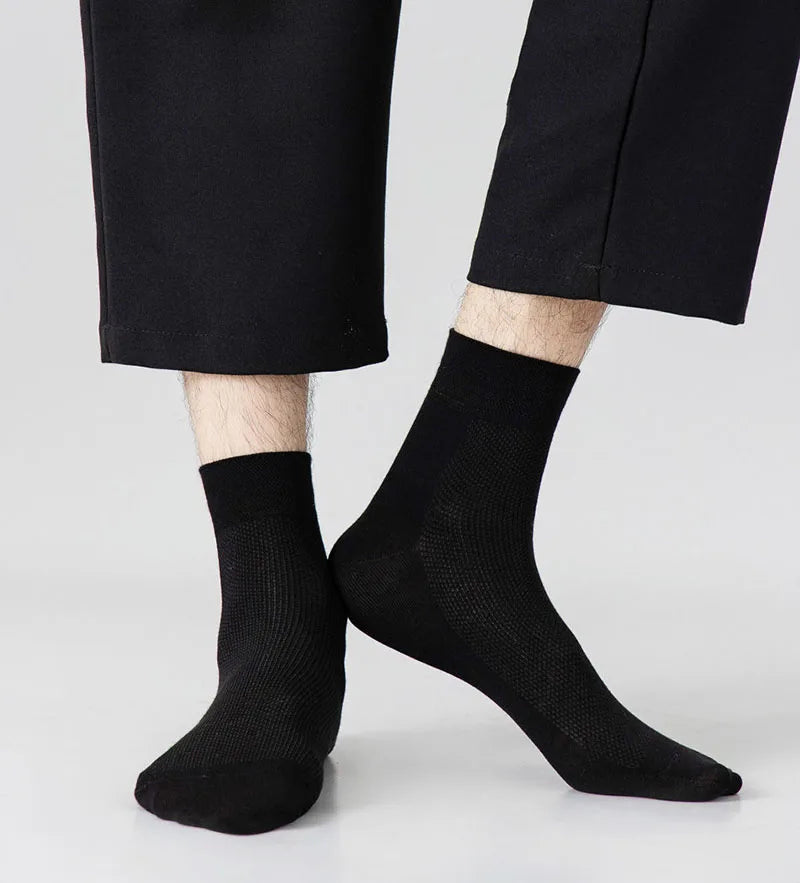10 Pair Men's Summer Mesh Bamboo Fiber Socks Fashionable Breathable Business Socks Suitable For Sweaty Feet Casual Socks.