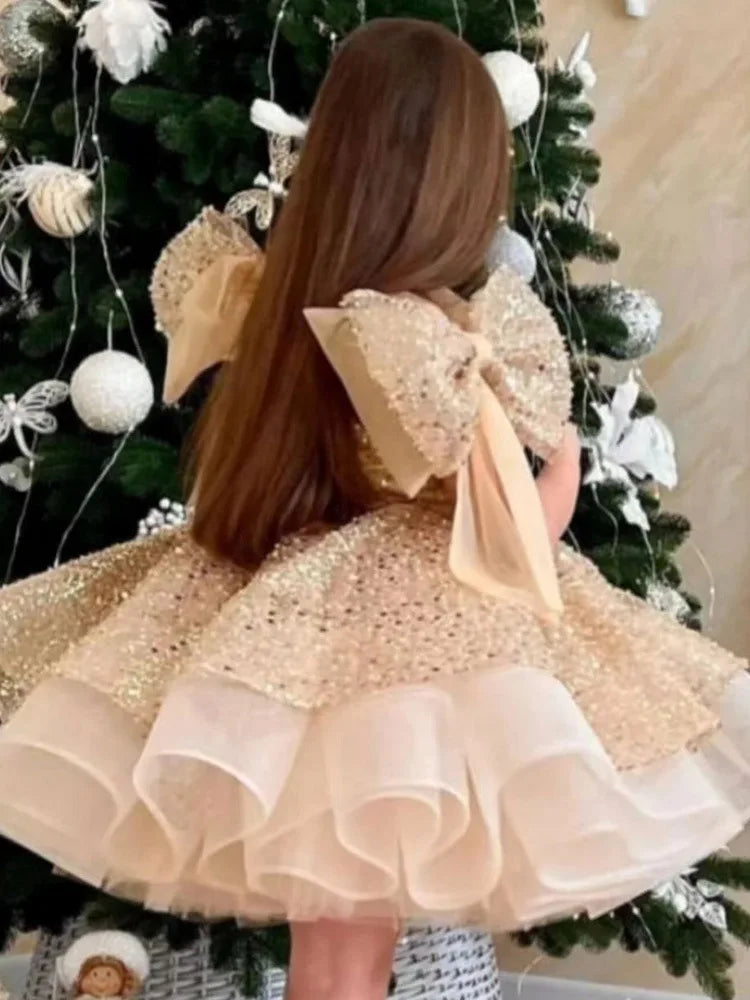 2024 neue Mädchen kleider für formelle Anlässe große Schleife und flauschige Ballett leistung Ballkleid Geburtstags kind Prinzessin Kleid.