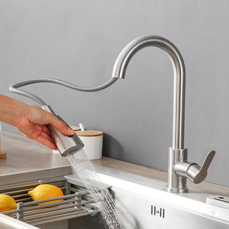 2025New Modern Stainless Steel 360° Rotating Telescopic Faucet Stainles Steel Is More Durable Kitchen Sink Bathroom Basin Faucet