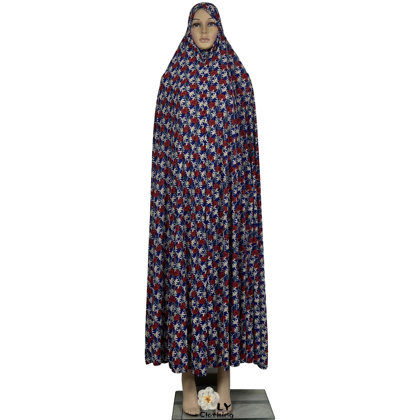 New Dubai Islamic Robe Ramadan Womens Hooded Abaya African Sleeveless Loose Soft Prayer Garment Muslim Floral Dress With Hijab