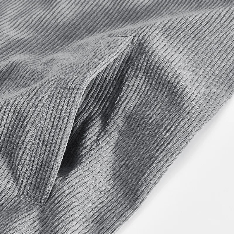 Men's Corduroy Jacket Stand-up Collar Slim Fit Retro Multi-pocket Workwear Commuter Coat for Spring And Autumn