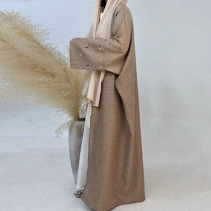 2025 Ramadan Khimar Abaya Saudi-Arabien Türkei Islam Stickerei Mond Muslimischen Strickjacke Kleid Gebet Kleidung Kleider Für Frauen.