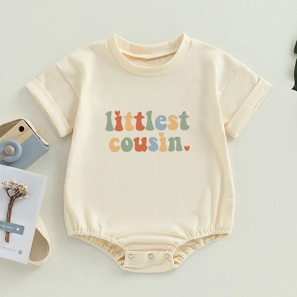 Retro Cousin Crew Kleinkind übergroße T-Shirt Stram pler große kleine Cousine Baby Bubble Stram pler Bodysuit süße Baby Outfits.