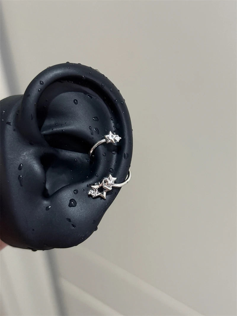 1PCS Star Surround Planet Spiral 316L Stainless Steel Ear Bone Nail for Women New Fashion Silver Color Earrings Accessories.