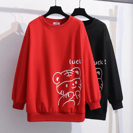 170Kg Plus Größe frauen Büste 170cm Frühling Herbst Lose Oansatz Langarm Cartoon Print Sweatshirts 6XL 7XL 8XL 9XL 10XL 11XL