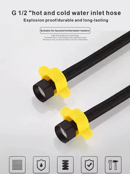 30/40/60/80cm Nylon Braided Water Inlet Hose Black Faucet Heater Pipe Toilet Connection Cold Hot Mixer Inlet Pipe Kitchen