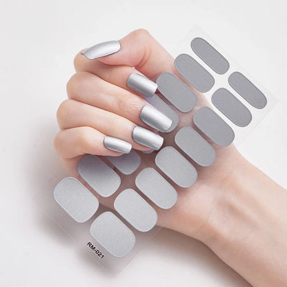 Glitter Gradient Full Cover Nail Art Stickers Fashion Silver Purple Nail Polish Strips DIY Waterproof Nail Foil Sticker Manicur