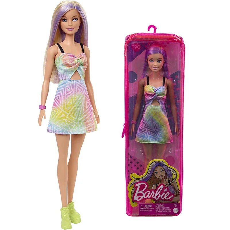 Original Barbie Fashionistas Dolls Multiple Body Shapes Skin Tones 1/6 Dress Up Accessories Kids Toys for Girls Trends Clothes.