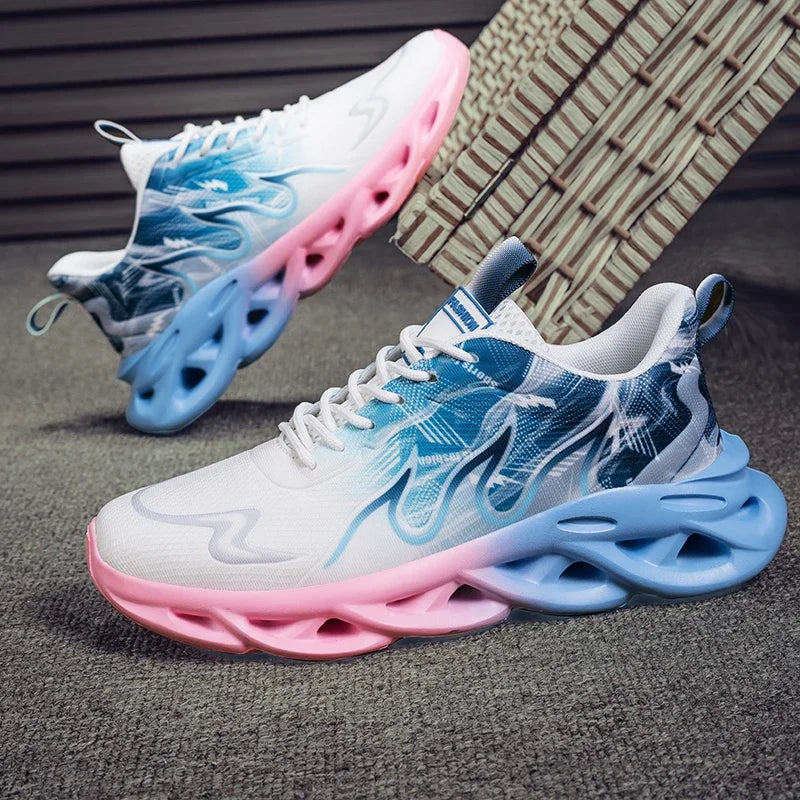 Men Running Shoes Mesh Breathable Flat Cushioning Soft Comfortable Sneakers Outdoor Gym Trendy Casual Jogging Shoes for Men.