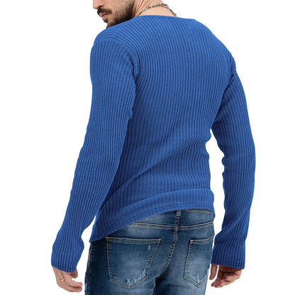 Autumn Winter Men's V-neck Casual Fashion Sweaters Male Long Sleeve Solid Color All-match Knitting Pullovers Gentmen Jumpers Top.