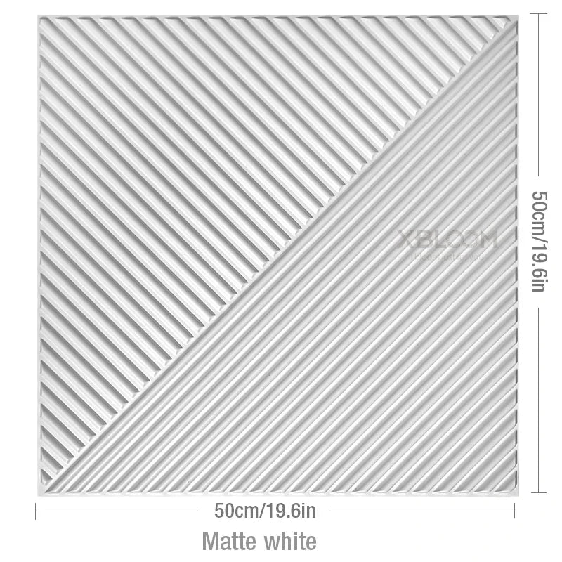 12PC 50x50cm 3d art plaster cut geometric diamond carved wood adhesive bottom wall 3d wall sticker 3d wall panel home decoration