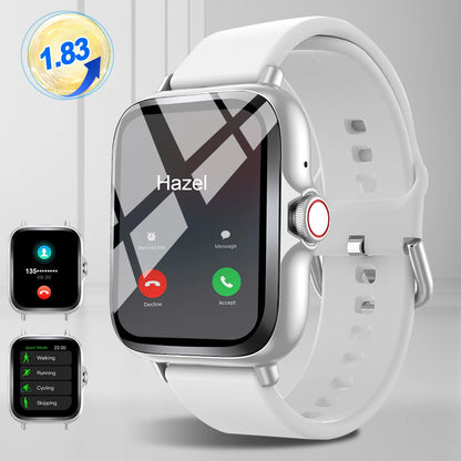 Smart watch with full touch screen, call, message reminder, music control and other functions, compatible with iPhone/android mo.