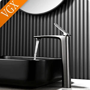VGX Luxury Bathroom Faucets Basin Mixer Sink Faucet Gourmet Washbasin Tapware Hot Cold Water Tap Brass Chrome Black Brushed Gold
