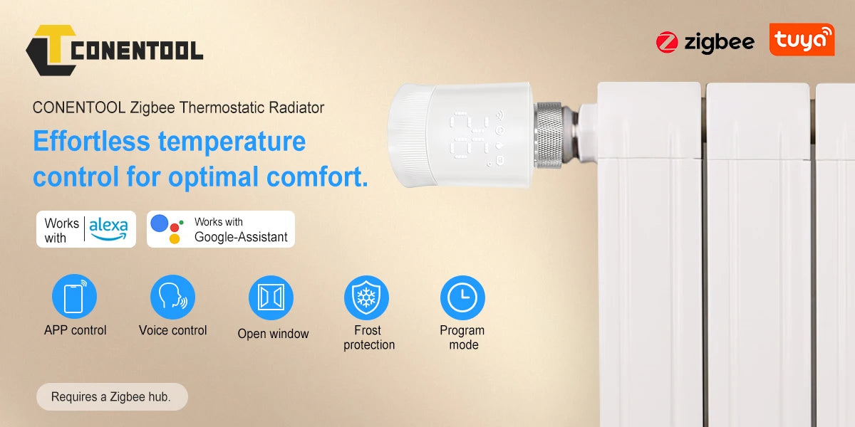 Tuya Zigbee Smart Thermostatic Valve Radiator Actuator Valve Wireless Temperature Controller Energy-Saving for Home Heating Alex.