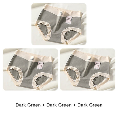 3PCS Female Underwear Antibacterial Pure Cotton Sexy Mid-rise Cotton Panties Woman Traceless Fashions Women's Intimate Intimates