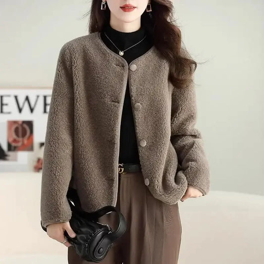 Koreanischer Stil, Fleece-Damenjacken, kurzer Damenmantel, hohe Qualität, 2025, Trend, jugendlich, neu in Oberbekleidung, Vintage-Mode, günstig