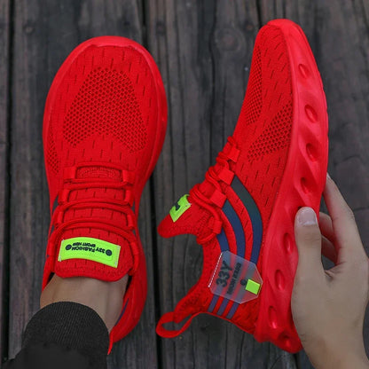 Men's Summer Breathable Mesh Shoes Lightweight Non Slip Knit Running Sneakers Trendy Aesthetic Focused Jogging Basketball Shoes.