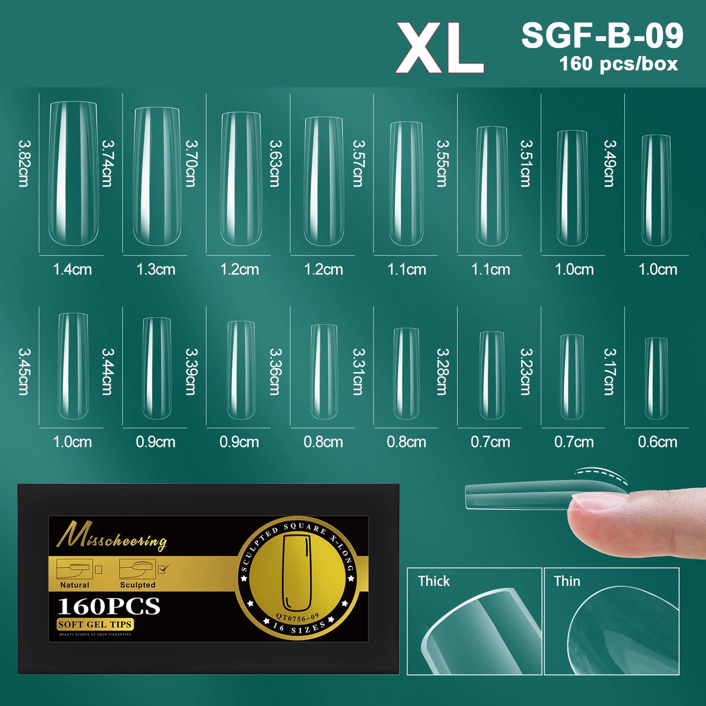 16 Sizes Curved Arch Soft Gel False Nail Tips Full Cover Press on Almond Capsules French Coffin Artificial Fake Nails Extension