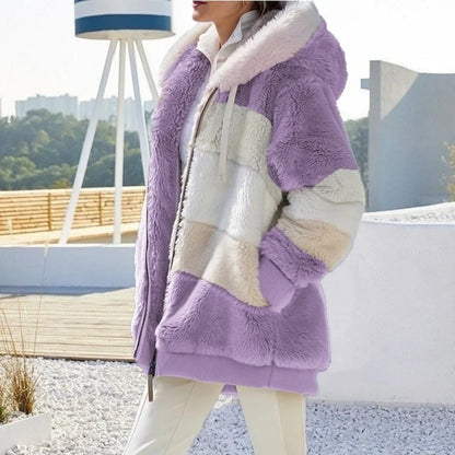 Übergroße Jacke für Frauen 2023 Neue Herbst Winter Warme Plüsch Tasche Mit Kapuze Streetwear Lose Dame Oberbekleidung Mantel Roupas Feminina