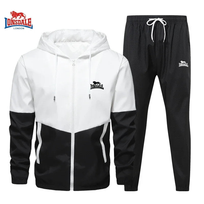 Spring and Autumn Men's Embroidered Hooded Sports and Leisure Set New Fashion Jacket and Pants 2-piece Hip Hop Sports Set.