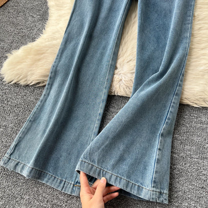 Jumpsuits Women Denim Suspender Jeans One Piece Wide Leg Pants Washed Mom Distressed Pockets Trousers Summer 2025 Streetwear.