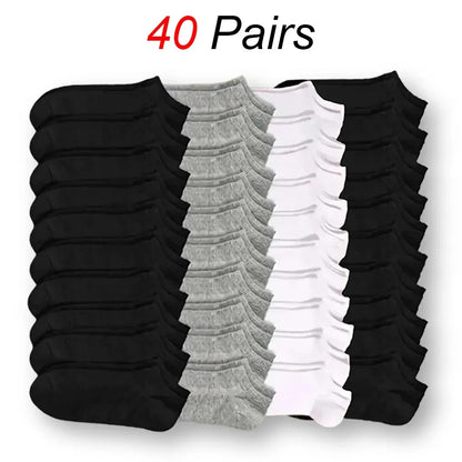 Unisex Casual Plain Color Boat Socks Thin Breathable Comfy Anti Odor Sweat-absorbing Ankle Socks For Men Women black,white,gray.