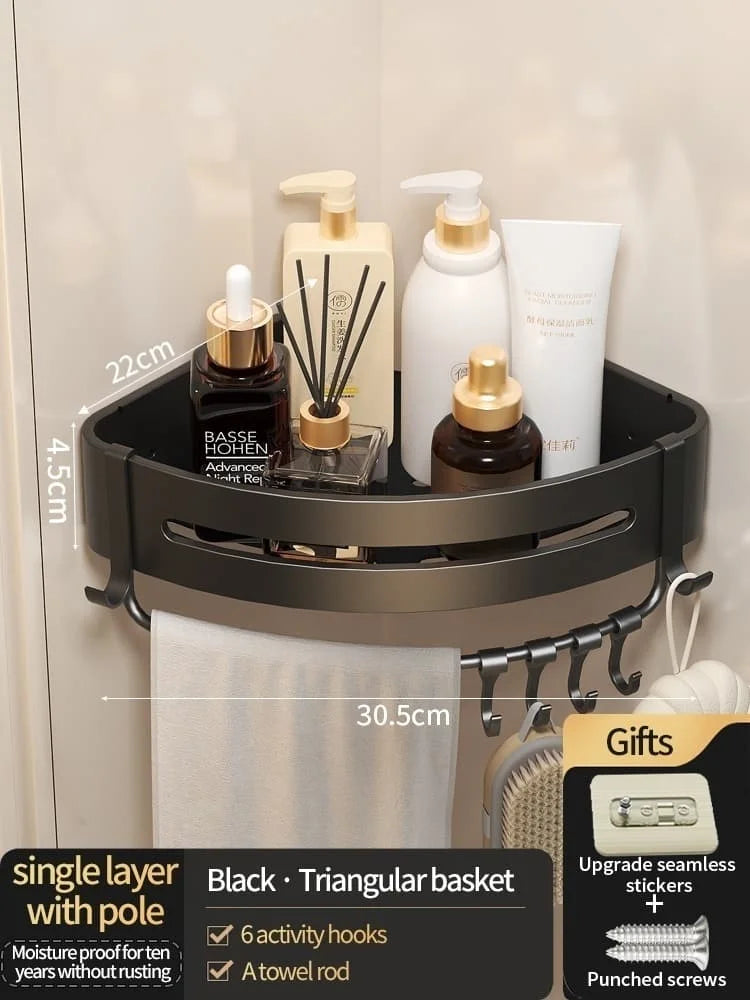 Kein Bohren Aluminium Badezimmer Regal Regale Shampoo Make-up Lagerung Halter Küche Organizer Wand Badezimmer Zubehör