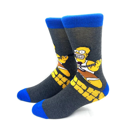 New 1 Pair The Simpsons Harajuku Women Men Socks Cartoon Personality Skateboard Socks Anime Middle Tube Cotton Unisex Socks