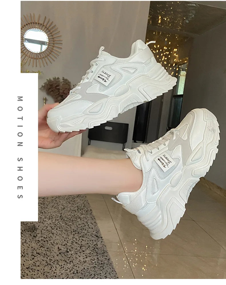 Chunky Platform Sneakers for Women Autumn New Fashion Thick Sole Vulcanized Shoes Woman Casual Non Slip Breathable Sports Shoes.
