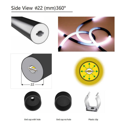 Black Led Neon Silica Gel Tube Diffuser Soft Rope Tube IP67 Waterproof For WS2812B SK6812 WS2811 5050 RGB Flexible Strip Light