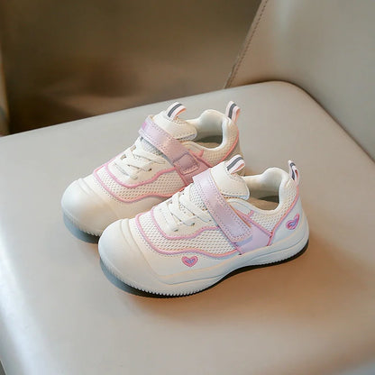 New Girls Sneakers Breathable Mesh Cute Design Outdoor School Kids Sports Shoe Lightweight Comfortable Children Fashion Footwear
