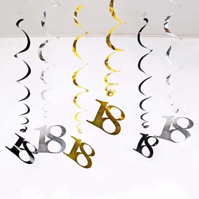 Dekore zum 18. Geburtstag für Jungen und Mädchen, Schwarz-Gold, Party-Banner, Ballon-Tischdecke, Teller, Tasse, Serviette, Partyzubehör zum 18. Geburtstag.