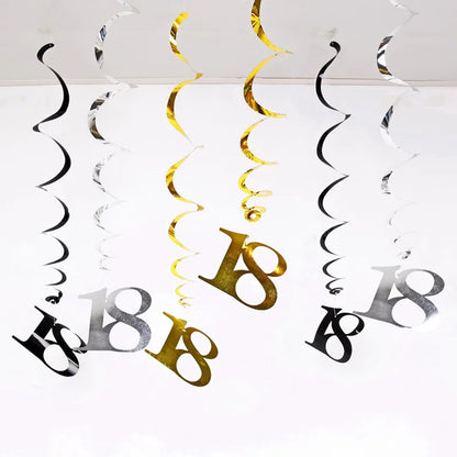 Dekore zum 18. Geburtstag für Jungen und Mädchen, Schwarz-Gold, Party-Banner, Ballon-Tischdecke, Teller, Tasse, Serviette, Partyzubehör zum 18. Geburtstag.