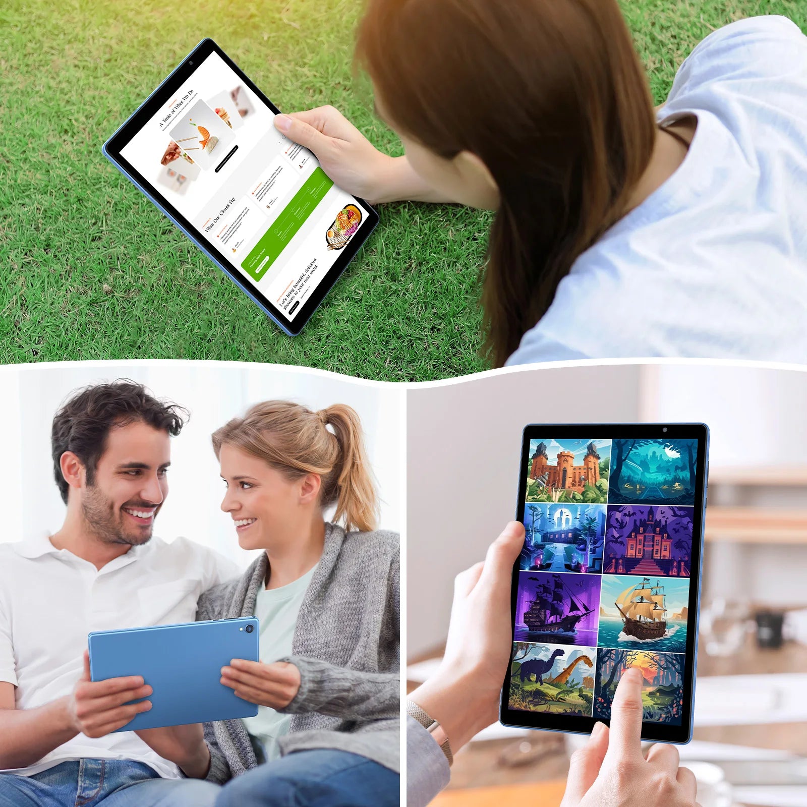 Latest Android 14 Tablet, 10-inch Tablet, Quad-core Processor, 5G WiFi, 4GB ROM + 32GB RAM, 1280*800 Resolution, 8000mAh Battery.
