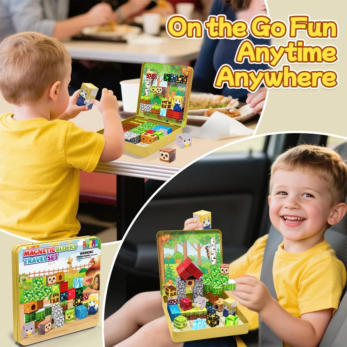 Magnetic Blocks Travel Magnet Cube Magnetic Building Blocks Toys with Portable Iron Box STEM Educational Magnet Toys for Kids.