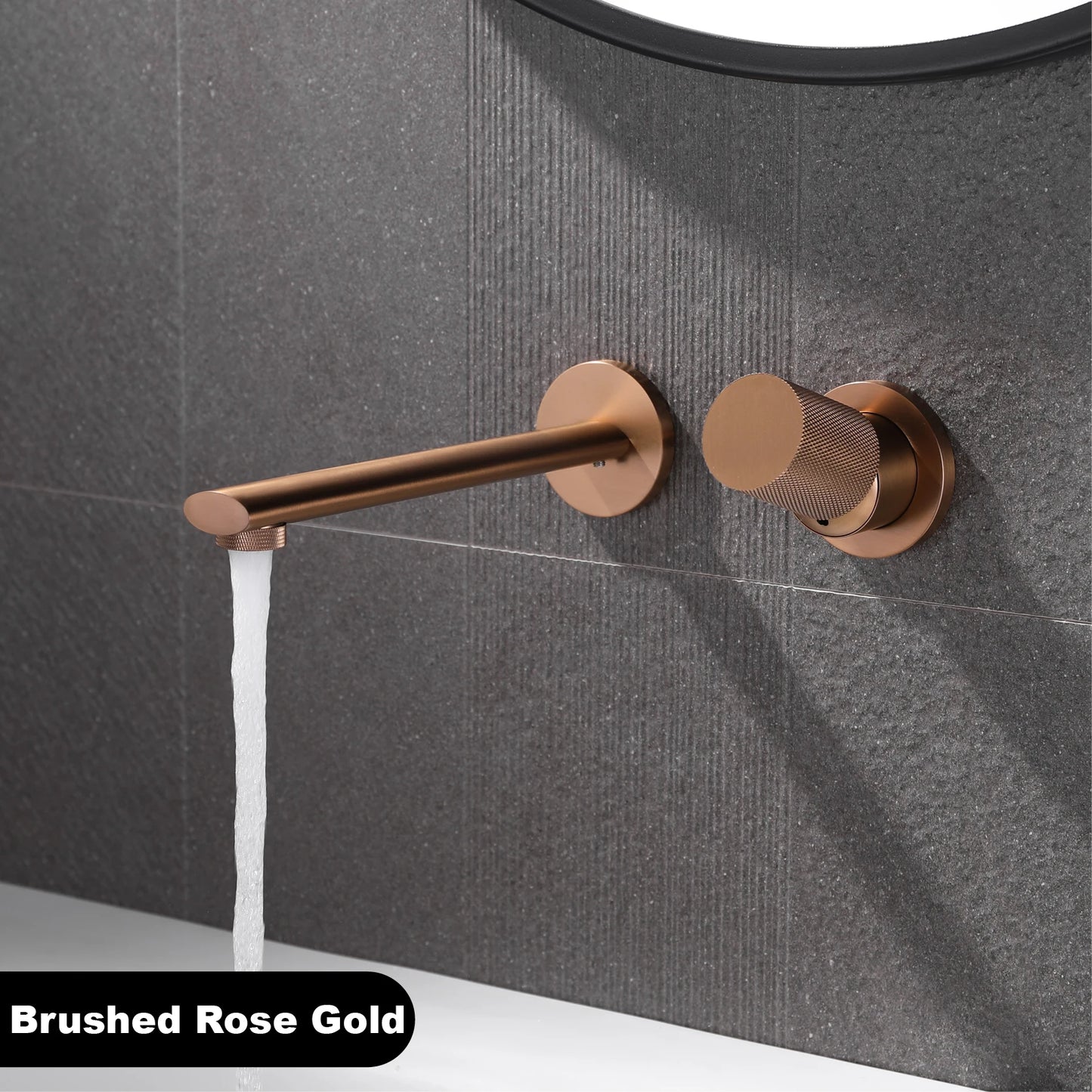 Luxury brushed gold brass wall mounted adjustable water volume bathroom faucet Embedded design for hot and cold water basin Tap