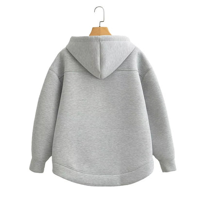 2024 Winter Neue frauen Zipper Hoodie High Street Unisex stil Doppel Taschen Oversize Lose Sweatshirts Oberbekleidung Top CYXX 073