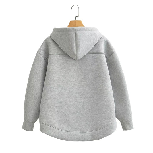 2024 Winter Neue frauen Zipper Hoodie High Street Unisex stil Doppel Taschen Oversize Lose Sweatshirts Oberbekleidung Top CYXX 073