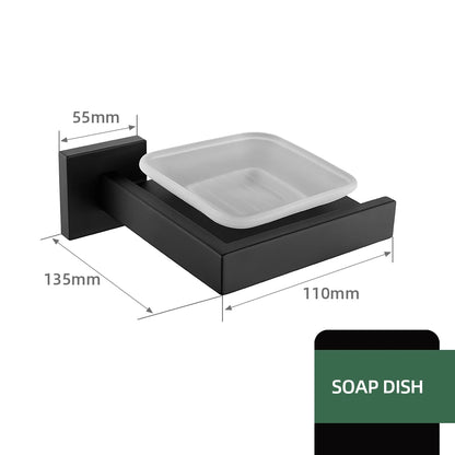 Mattschwarz Badezimmer Hardware Set Kit Zubehör Wandregal Handtuchhalter Rack Schiene Robe Aufhänger Toilettenbürste Rollenpapierhalter Schüssel