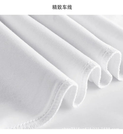 Summer Light Green Heavy Weight 300G Short Sleeved T-shirt Cotton  Men's Loose Casual Base Shirt Korean Tee Women's.