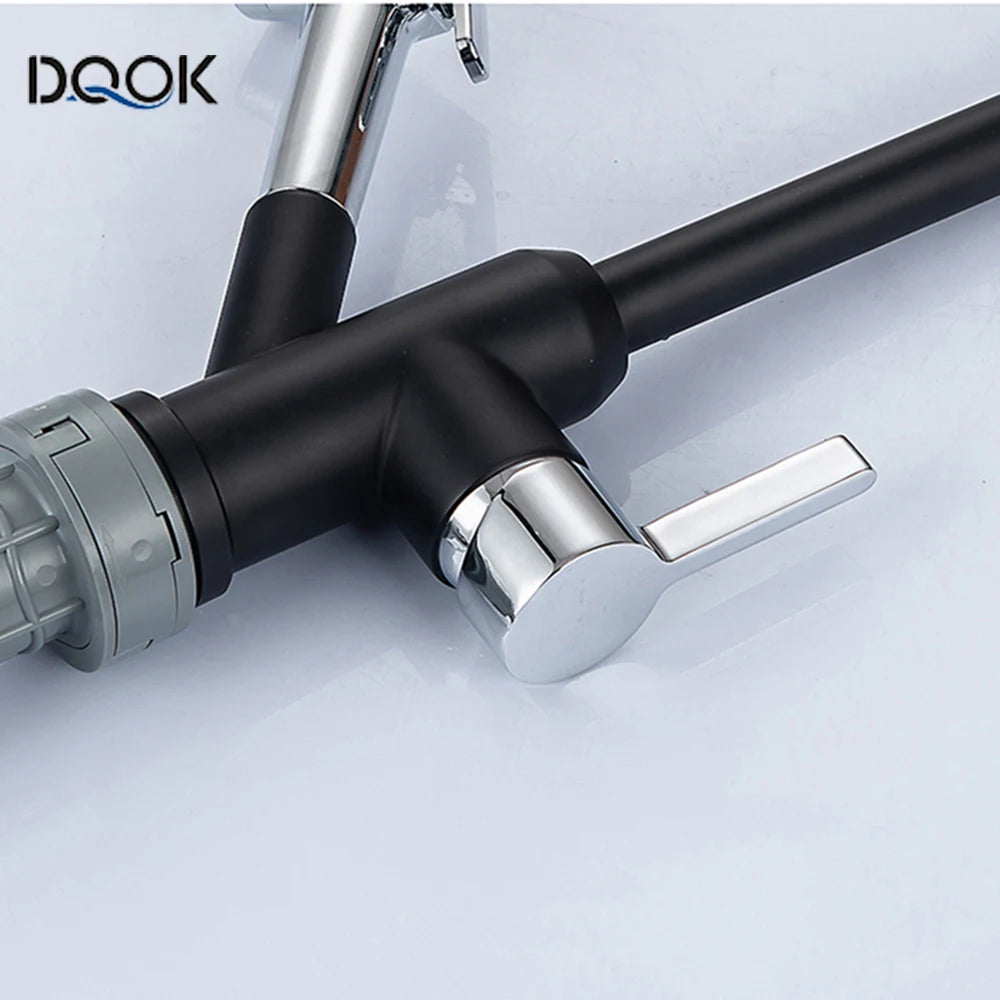 Brushed Nickel Kitchen Faucet Flexible Pull Out Nozzle Kitchen Sink Mixer Tap Stream Sprayer Head Deck Black Hot Cold Water Taps