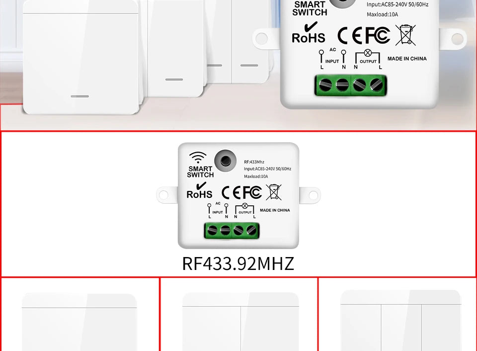 Drahtloser ON OFF-Schalter RF433-Modul Fernbedienung Lichtschalter 1/2/3 Gang Wandschalter für Glühbirne Kronleuchter 10A 110V 220V.