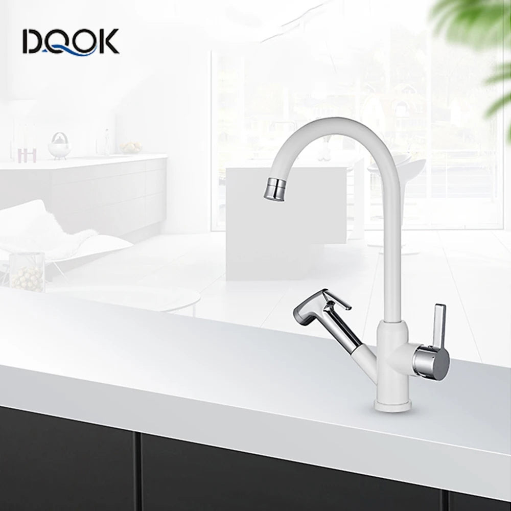 Brushed Nickel Kitchen Faucet Flexible Pull Out Nozzle Kitchen Sink Mixer Tap Stream Sprayer Head Deck Black Hot Cold Water Taps