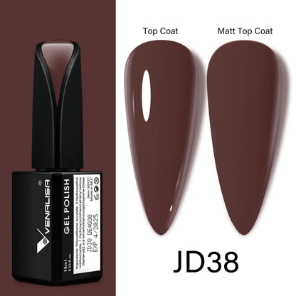 15ml VENALISA Gel Nail Polish Highly Pigmented Full Coverage Nail Gel Lacquer Semi Permanent Beauty Matt Top Coat Gel Varnish