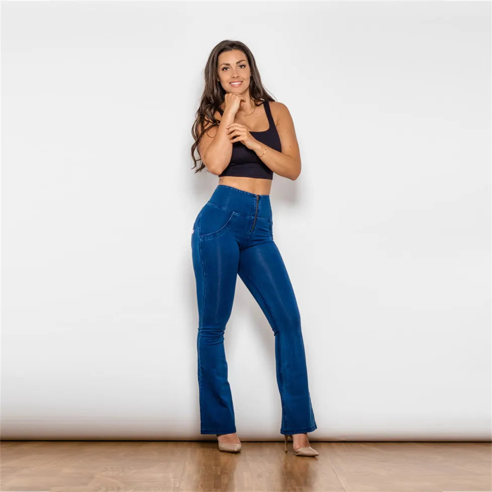 Shascullfites Melody Flare Jeans Women Scrunch Bum Butt Lift Jeans Wide Leg Slim Jeans Sexy Elegant Denim Pants.