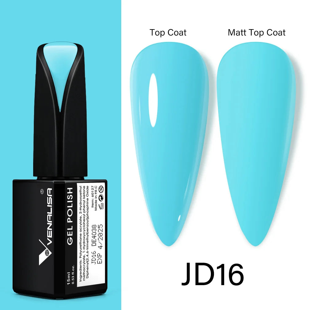 15ml VENALISA Gel Nail Polish Highly Pigmented Full Coverage Nail Gel Lacquer Semi Permanent Beauty Matt Top Coat Gel Varnish