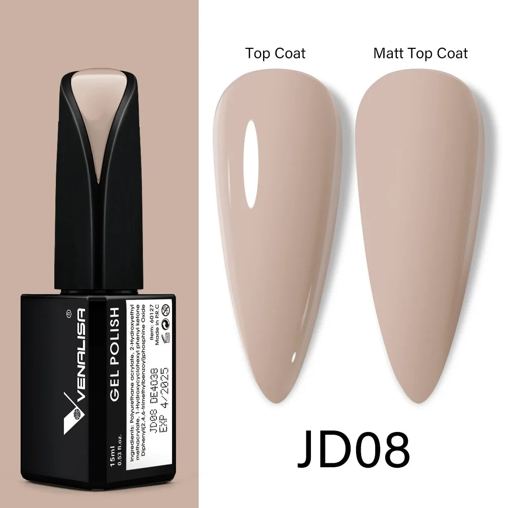 15ml VENALISA Gel Nail Polish Highly Pigmented Full Coverage Nail Gel Lacquer Semi Permanent Beauty Matt Top Coat Gel Varnish